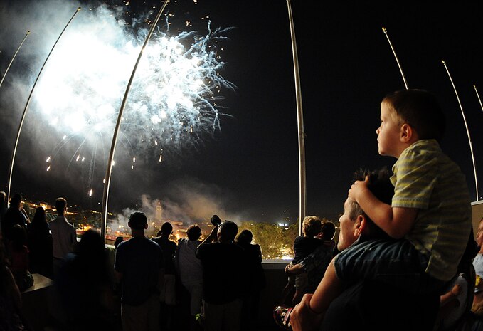 Soccer fans watch as fireworks erupt over Palo Alto, Calif., after the Los Angeles Galaxy versus San Jose Earthquakes MLS game at Stanford University Stadium on June 29, 2013. The stadium witnessed a sellout crowd of more than 50,000 fans as the Earthquakes rallied to defeat the Galaxy 3-2. (U.S. Air Force photo by Senior Airman Drew Buchanan)