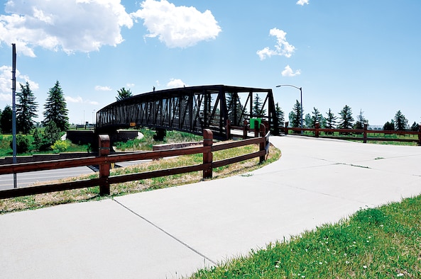 A bridge over Converse Avenue allows people walking or biking along the Greenway of Cheyenne, Wyo., safe passage across a busy street. (U.S. Air Force photo by Senior Airman Dan Gage)