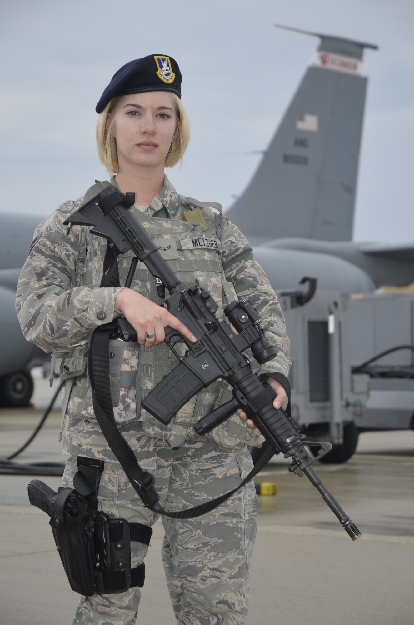 U.S. Air Force Airman 1st Class Courtney Metzger is a security forces journeyman with the 128th Air Refueling Wing, Wisconsin Air National Guard in Milwaukee, Wis.  She has worked in the 128th Security Forces Squadron at the for over one year.  (U.S. Air National Guard photo by Staff Sgt. Jenna Hildebrand/Released)