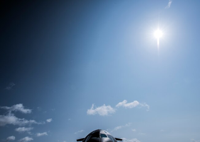 A C-17 Globemaster III sits on the flightline June 26, 2013, at Joint Base Charleston – Air Base, S.C. The C-17 is capable of rapid strategic delivery of troops and all types of cargo to main operating bases or directly to forward bases in the deployment area. (U.S. Air Force photo/ Senior Airman Dennis Sloan)