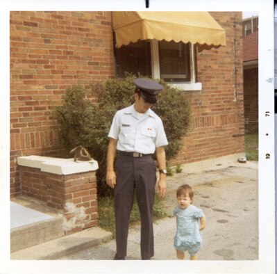 Airman Robert DeConnick with Kelly Sue circa 1971. DeConnick served as a Russian linguist before retiring at the rank of master sergeant. Kelly Sue writes "Avengers Assemble" and "Captain Marvel" for Marvel Comics. (Photo courtesy of Kelly Sue DeConnick)