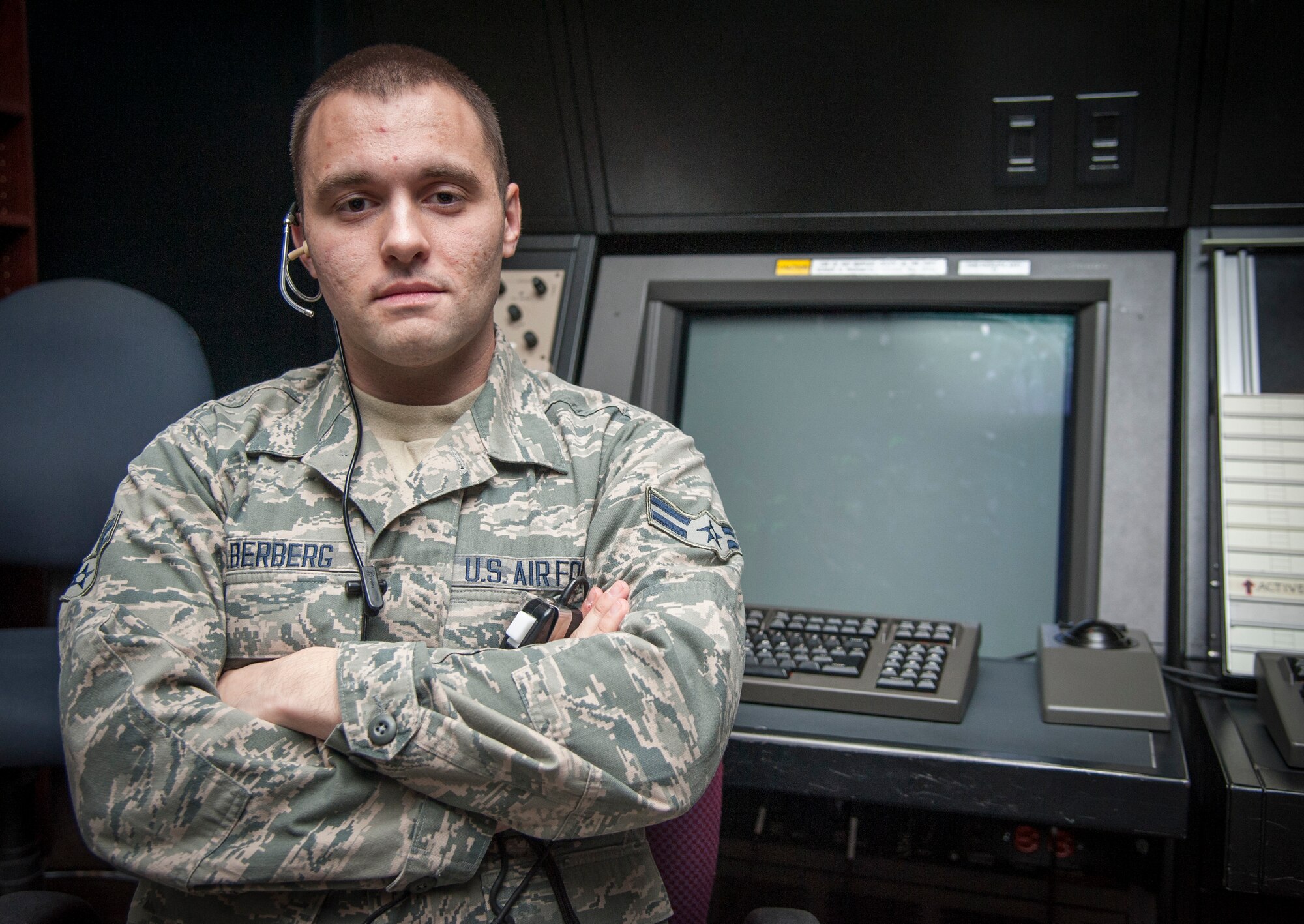 Airman 1st Class Arthur Zilberberg, 47th Flying Training Wing air traffic control apprentice, poses for a picture at Laughlin Air Force Base, Texas, June 24, 2013. Zilberberg hails from Uzbekistan and received his citizenship at the age of 11 after being in America for nine years. It wasn’t until his junior year of college that he decided to join the Air Force. (U.S. Air Force photo/Airman 1st Class John D. Partlow)