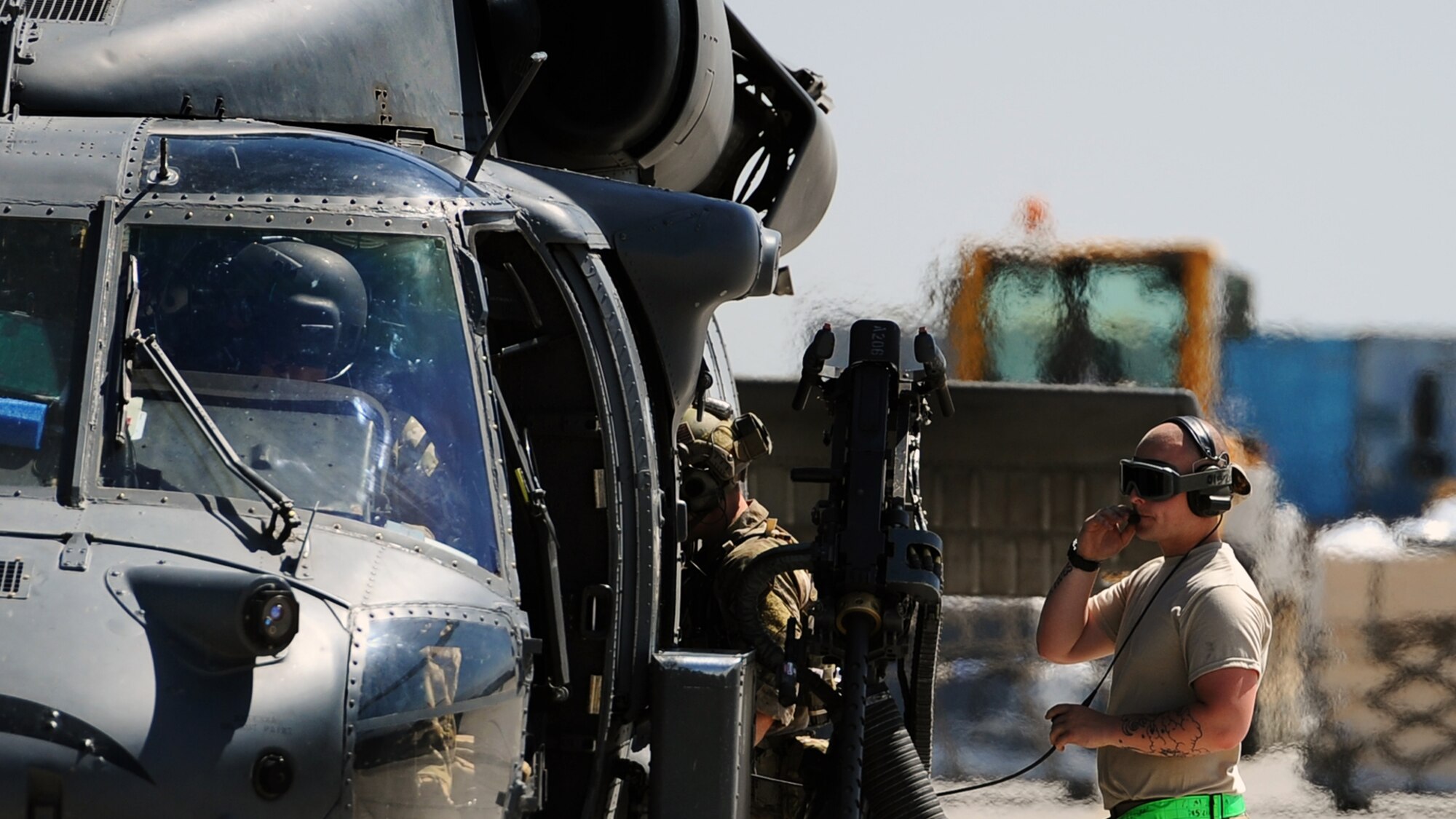 Members of the 83rd Expeditionary Rescue Squadron prepare to depart for a mission at Bagram Airfield June 9, 2013. The 83rd ERQS is responsible for point of injury extraction and patient transfers in and around BAF. If needed they’re specially trained pararescuemen, or PJs, can recover downed pilots, no matter what the combat conditions. (U.S. Air Force photo/Tech. Sgt. Raymond Hoy)