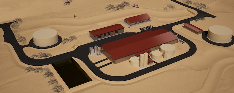 An artist’s rendering of the water treatment plant shows what the facility will look like upon completion. (Illustration courtesy of CDM Smith)