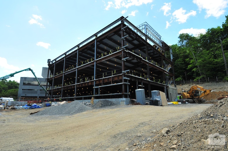 Progress being made on the Clinic Addition project with the existing hospital in the background. 