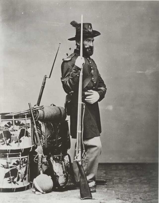 An example of U.S. Engineer uniforms and equipment during the Civil War.  The subject is an enlisted soldier likely from Company A of the Engineer Battalion.