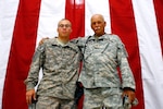 A 59-year-old Florida National Guard Soldier serving in Iraq got an early Father's Day present recently as he met up with his 21-year-old grandson, who is also deployed to the combat zone. Staff Sgt. Paul Weekley, a member of B Company, 146th Signal Battalion, reunited with his grandson Spc. Cory Lincourt briefly at Victory Base Complex shortly before Father's Day. Lincourt is an Air and Missile Defense crewmember attached to the 108th Airborne Brigade. Prior to deploying to Iraq last Fall, Weekley said he hoped to cross paths with grandson while in Southwest Asia. "If I can get over there and get with him, I'm gonna try," Weekley said before his unit left Florida. "It isn't every day you get a grandfather and grandson serving together over there." Weekley is also a Vietnam veteran, and joined the Florida National Guard in 1973. His unit is based in Pensacola, Fla., and is scheduled to return later this year.