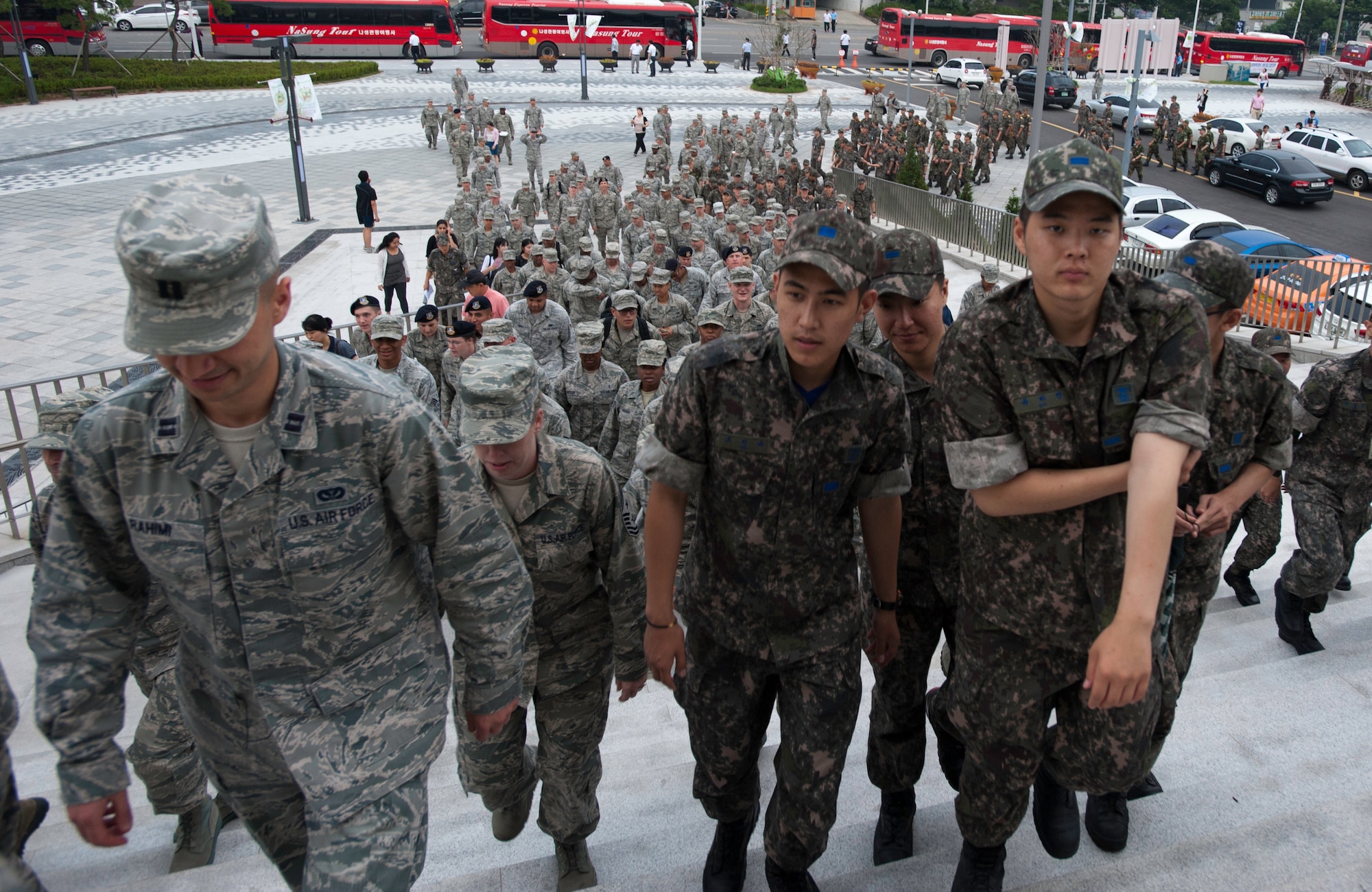 Airmen from the 8th Fighter Wing and Republic of Korea air force, 38th Fighter Group, gather for a concert in celebration of the 60th anniversary of the armistice of the Korean War at Gunsan City, South Korea, July 2, 2013. The event showcased appreciation for the partnership between the ROK military, foreign troops and the sacrifices made by veterans. (U.S. Air Force photo by Senior Airman Armando A. Schwier-Morales)   