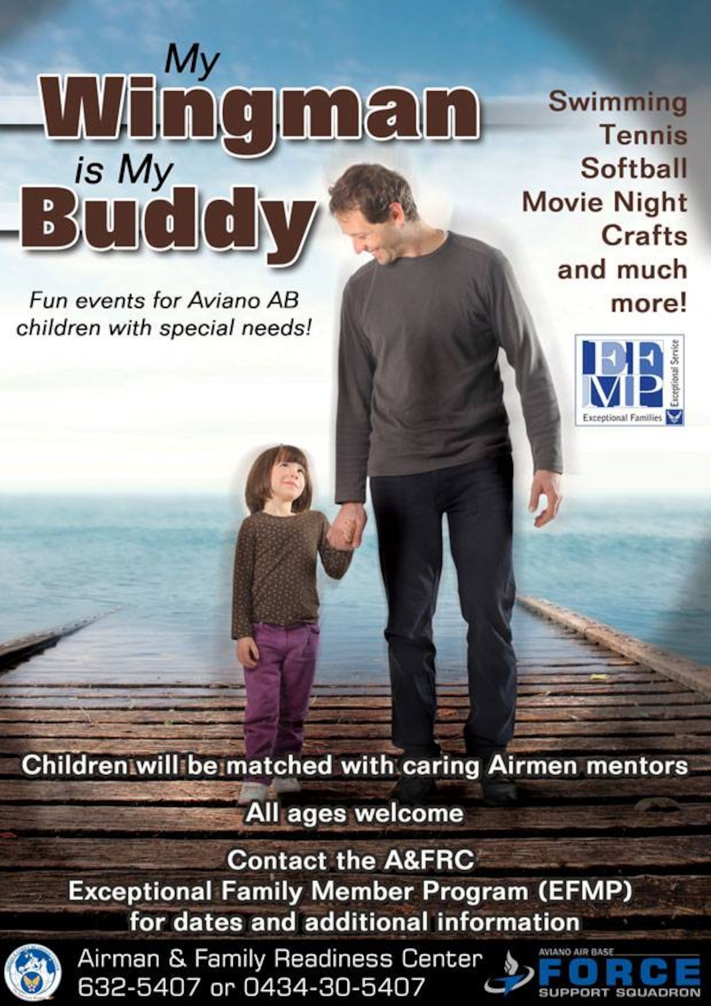 On Aviano, the Exceptional Family Member Program encompasses nearly 200 members, which can include anyone from a child to a spouse with special needs and helps parents navigate through a system to receive support, adaptive equipment and other various support functions such as seminars and book clubs. For more information EFMP, contact Glenn Romano at 632-5407. (Courtesy graphic)
