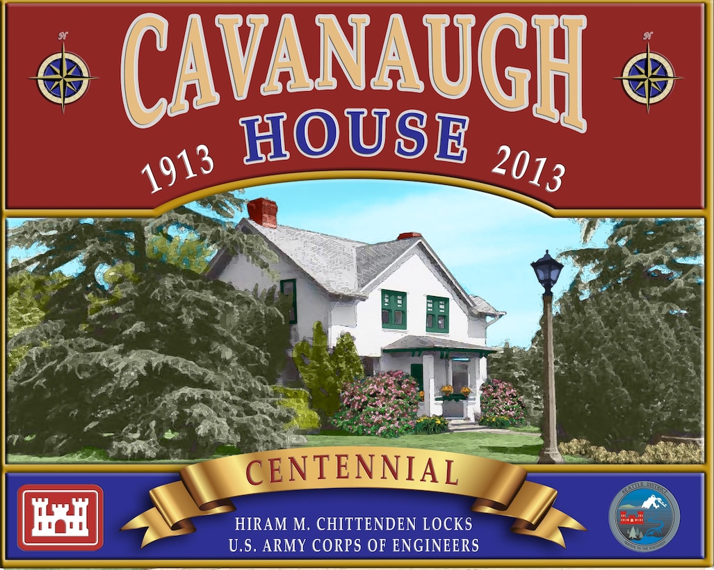 The Cavanaugh House, the first completed structure of the Lake Washington Ship Canal project, is named for Col. James Bates Cavanaugh, the engineer in charge of locks construction from 1911 to 1917. Completed for $7,840, it was one of the first concrete homes built in Seattle. As Carl S. English Jr. developed the gardens it became part of the landscape.  It was dedicated as Cavanaugh House Jan. 16, 1967 and became the Seattle District chief engineer’s official residence. The house is a key member of the National Register of Historic Places district, which includes historic buildings, the locks and gardens.