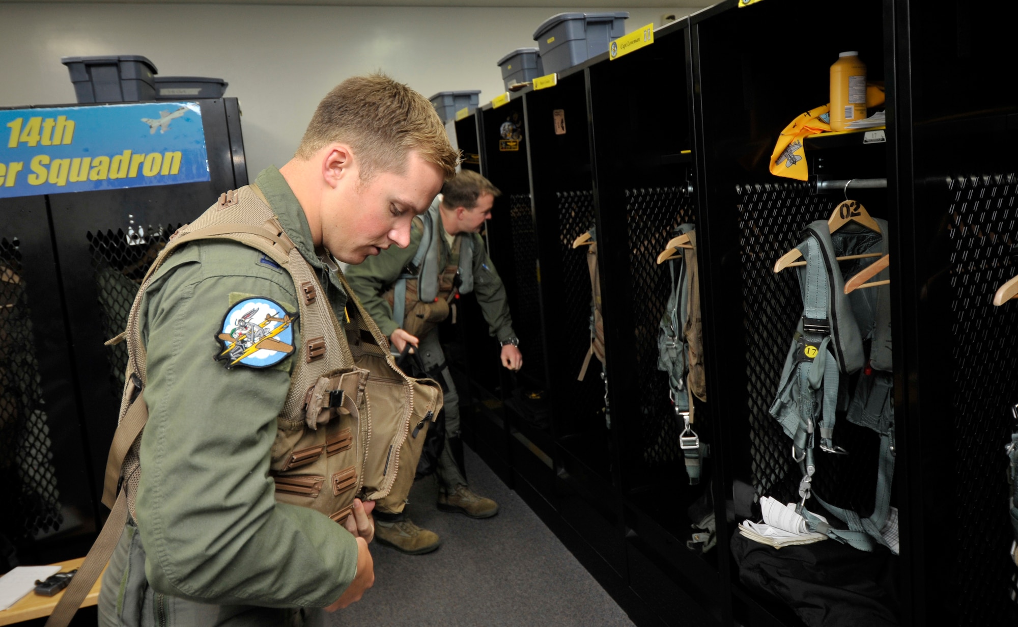 U.S. Air Force Capt. Matthew Kimmel, 14th Fighter Squadron pilot, suits up for a turkey shoot at Misawa Air Base, Japan, June 28, 2013. Kimmel and other pilots from the base flew their F-16 Fighting Falcons to Draughon Range to see who was the most accurate when attacking a ground target. (U.S. Air Force photo by Staff Sgt. Nathan Lipscomb)