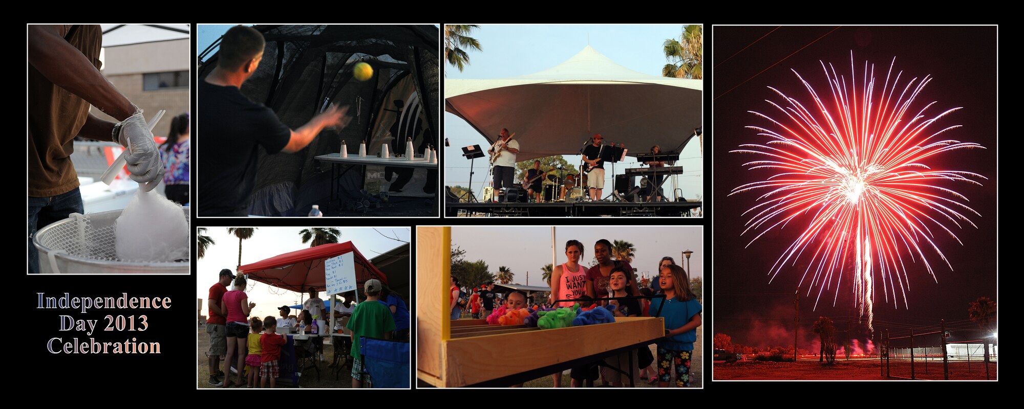 An Independence Day Celebration was held at Davis-Monthan Air Force Base, July 4, 2013. The event included private organization booths, games for families and a performance by the Desert Cadillac Band. A 25-minute firework display ended the celebration.