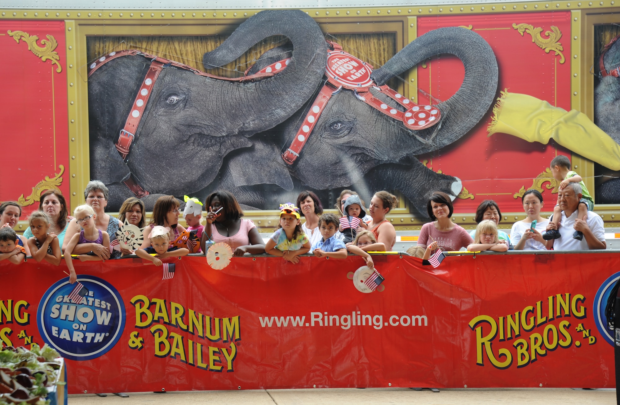 Members of Keesler deployed families were invited to participate in a circus event held by Ringling Bros. and Barnum & Bailey July 3, 2013, at the Mississippi Coast Coliseum, where there was a walking parade with the elephants followed by a picnic.  (U.S. Air Force photo by Kemberly Groue)