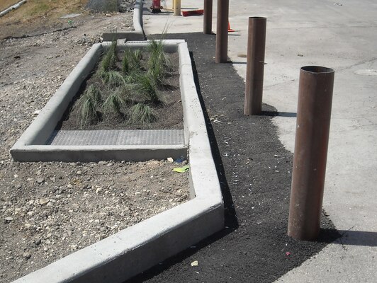 This LID modular wetland stormwater control feature is at Fort Hood, Tex. 