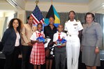 U.S. Ambassador to The Bahamas Nicole A. Avant donated $10,000 in books to the Ministry of Education Oct. 5 to support the United States Embassy-initiated “Read To Lead” program. Funding for the book donation was provided by the U.S. Northern Command as part of its long-standing partnership with the island nation. On hand for the official book handover was Deputy Assistant Secretary, Western Hemisphere Affairs, Julissa Reynoso; Delores Ingraham, President, New Providence Association of Public High Schools; Alexis Thompson, student, Sadie Curtis Primary School; U.S. Ambassador Nicole A. Avant, Reagan Cartwright, student, Sadie Curtis Primary School; Navy Lt. Cmdr. Janice Smith, Chief of the U.S. Office of Defense Coordination and Permanent Secretary and Ministry of Education Elma Garraway. 

