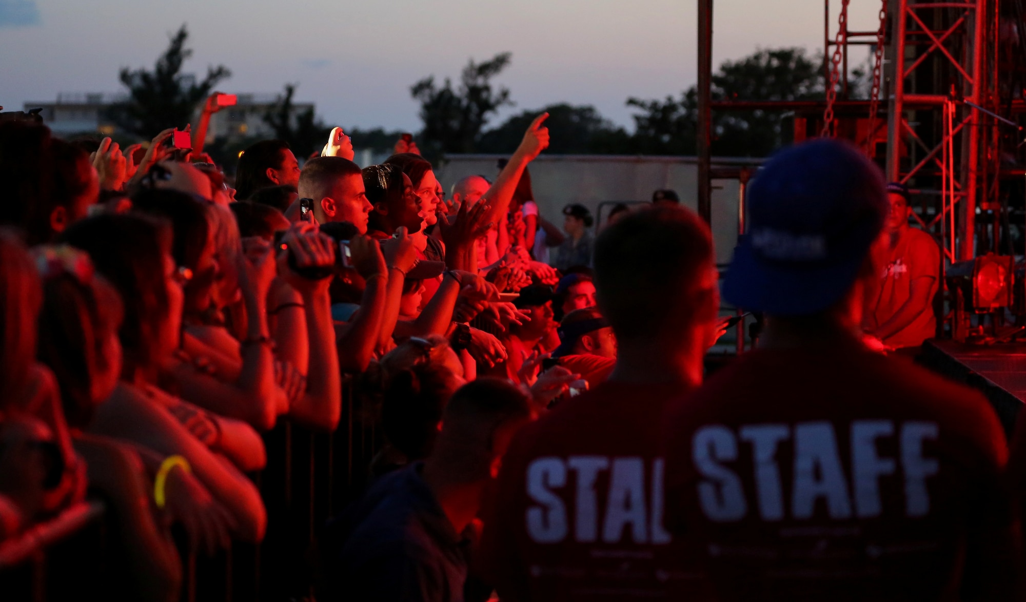Fans wait for OneRepublic to perform during the 18th Force Support Squadron's Rockin' the Block on Kadena Air Base, Japan, June 29, 2013. Rockin' the Block featured food, rides for children, games, performances and fireworks. (Courtesy photo by Gordon Murdock/Released)