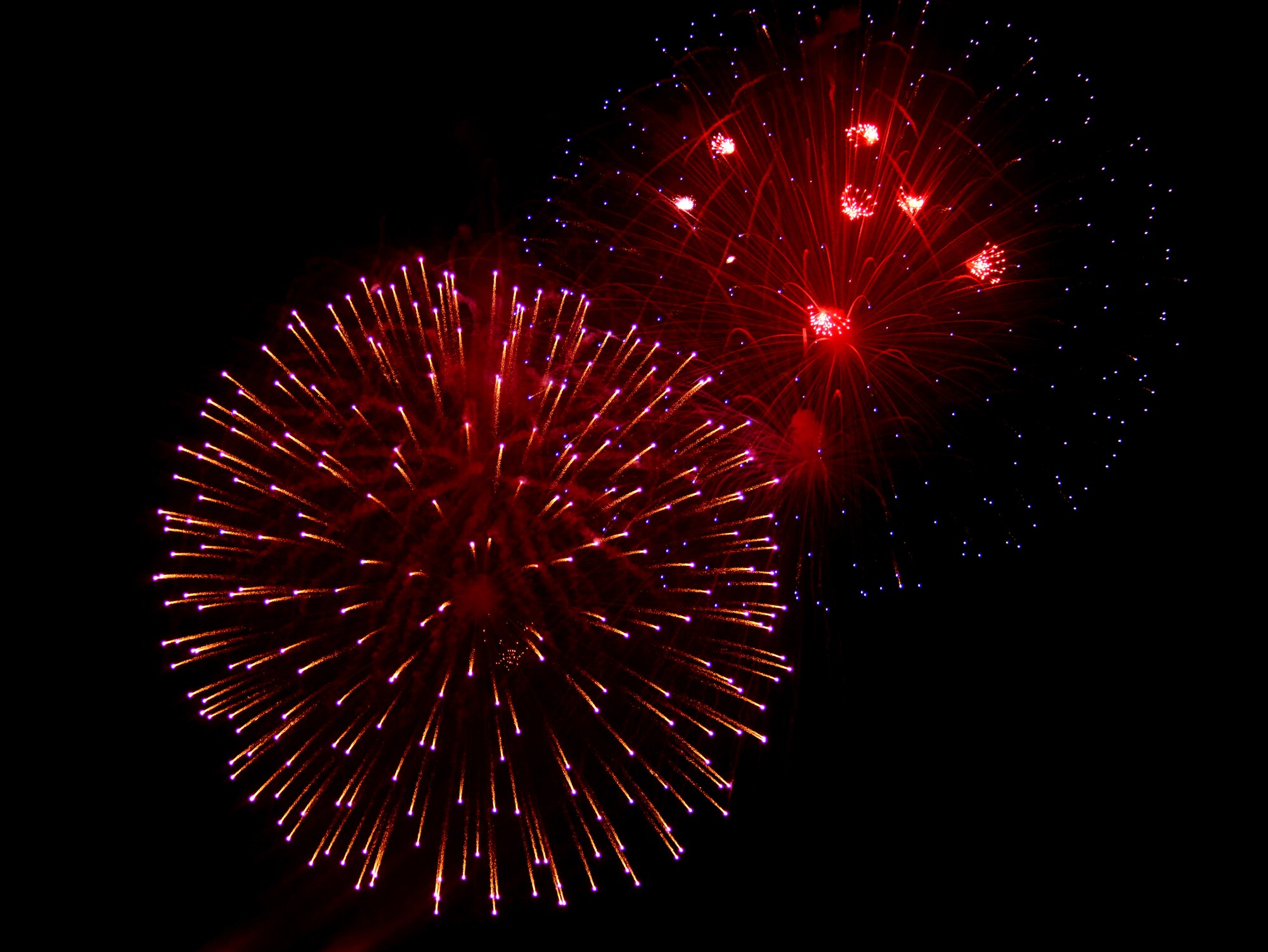 Fireworks brighten the sky for members of Team Incirlik as they celebrate the Fourth of July at Incirlik Air Base, Turkey. Members were provided entertainment throughout the day with various games, several musical performances and a grand finale of fireworks. (U.S. Air Force photo by Staff Sgt. Eric Summers Jr./Released)