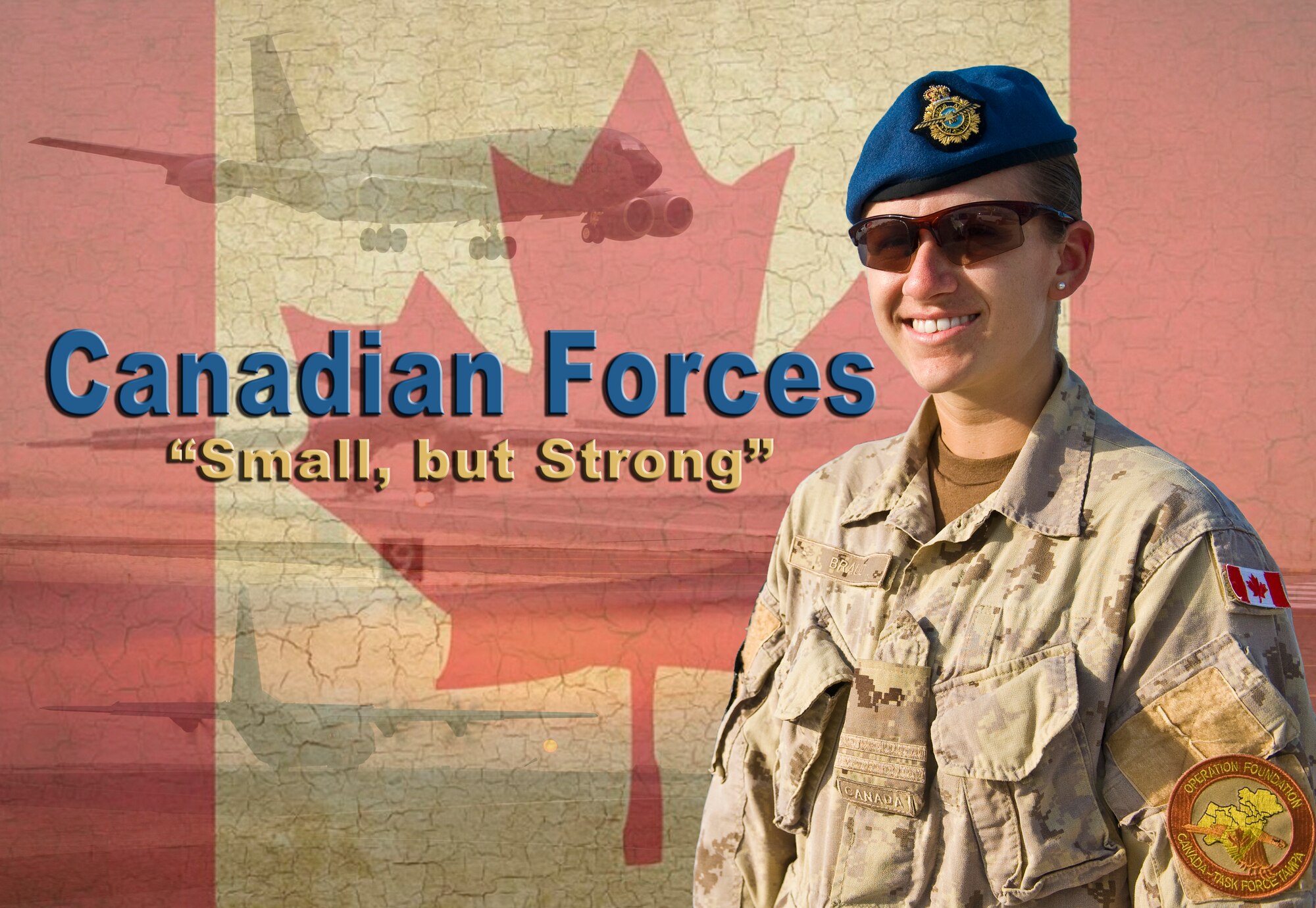 Royal Canadian Air Force Capt. Alexandre Brault poses for a photo at the 379th Air Expeditionary Wing in Southwest Asia, July 8, 2013. Brault is the RCAF 71st Expeditionary Air Control Squadron weapons director deployed from Bagotville, Quebec, Canada. (U.S. Air Force photo illustration/Senior Airman Benjamin Stratton)