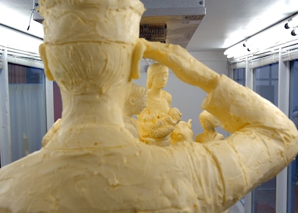 A 900-pound butter sculpture of a National Guardsman and his family was unveiled Jan. 8 by the dairy farmers of Pennsylvania as a tribute to the state's National Guard at the 93rd Pennsylvania Farm Show in Harrisburg, Pa.