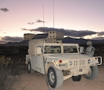 Pfc. Ronnie Thompson, an Air and Missile Defense Crewmember, conducts a systems check of an Avenger weapon system. The Avenger system was used in conjunction with Sentinel radars to detect aircraft attempting to illegally enter U.S. airspace along the U.S. – Mexico border in Arizona. 

