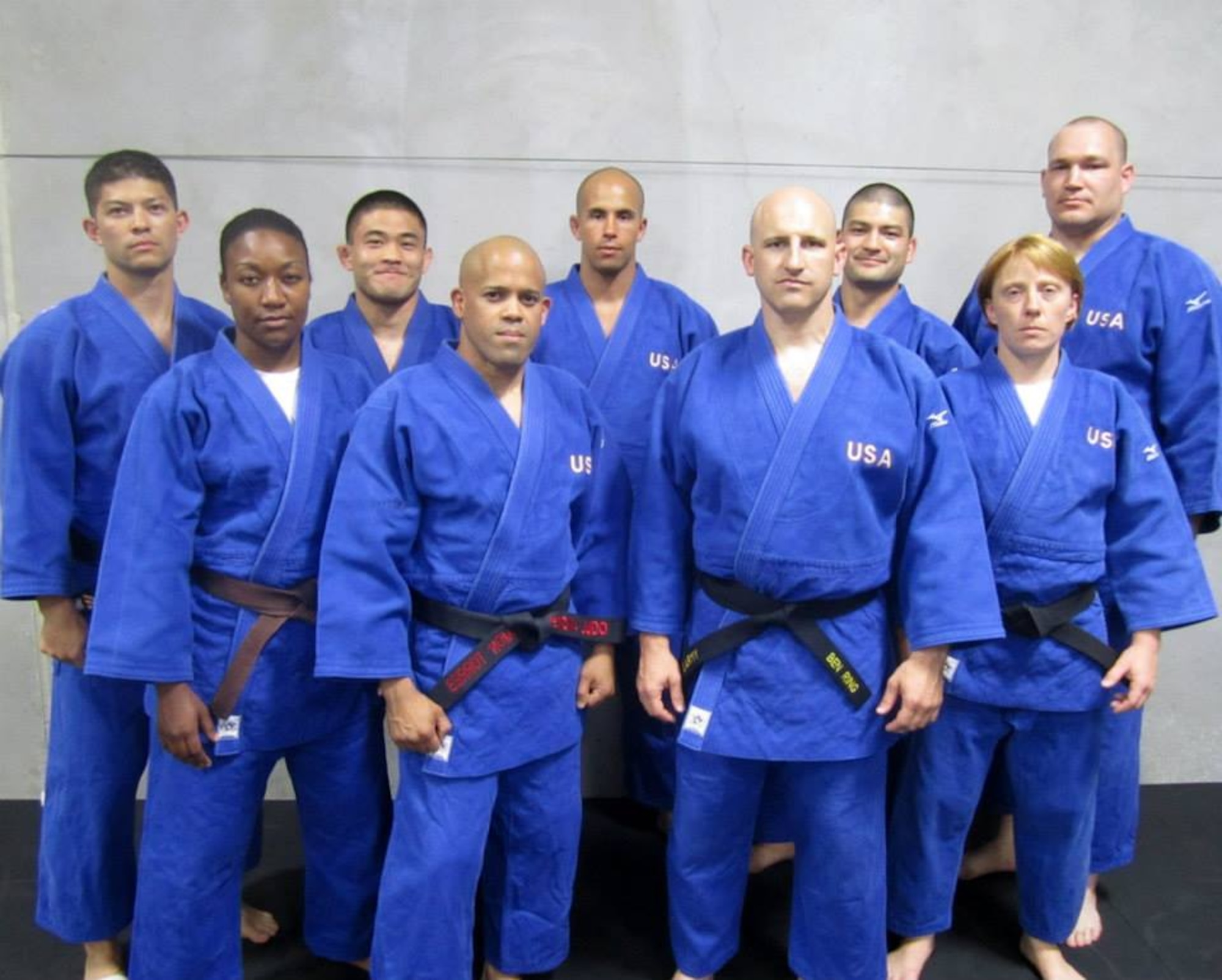 Team USA prepares for the Conseil International Du Sport Militaire's (CISM) World Military Judo Championship at the Fort Indiantown Gap, Pa., training site. Capt. Trevor Mallo, 718th Civil Engineer Squadron maintenance engineering chief, was selected for the U.S. all-services male team and 73 kg individual competitor categories. (Courtesy photo by Claudia Berwager/Released)  
