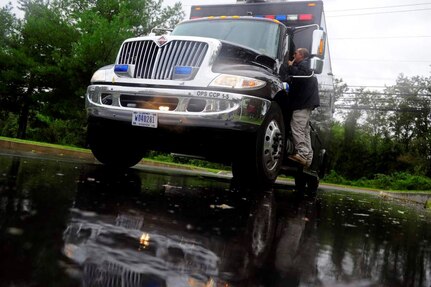 A Sentinel mobile operational command post from Joint Task Force – 51, U.S. Army North, Fort Sam Houston, Texas, arrives at Joint Base McGuire-Dix-Lakehurst, N.J. Aug. 28 in support of Hurricane Irene relief efforts. Hurricane Irene made landfall on the eastern coast of the United States on Aug. 27 and reached the JB MDL area early Sunday morning. 

