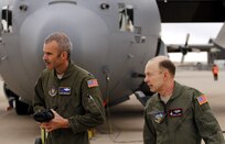U.S. Army Gen. Charles H. Jacoby, Jr., commander, North American Aerospace Defense Command and United States Northern Command, right, and Lt. Col. Luke Thompson, 302nd Airlift Wing's chief of aerial fire fighting return from observing a C-130 Modular Airborne Fire Fighting System certification flight April 22 here. The Air Force Reserve Command’s 302nd AW held its annual MAFFS certification and re-certification for C-130 aircrews April 19-23. When it is determined MAFFS is needed, the National Interagency Fire Center through U.S. Northern Command requests the DOD's U.S. Air Force resources. These trained military personnel along with the MAFFS equipment are activated to supplement the civilian air tanker program during periods of high wildfire activity throughout the nation. In 2012 the 302nd AW MAFFS-equipped C-130s, aircrew and personnel supported fire suppression operations in 10 states, including drops on the Waldo Canyon fire near Colorado Springs. 2013 marks the 20th year the MAFFS mission has been flown by the Airmen and C-130s of the 302nd AW. 

