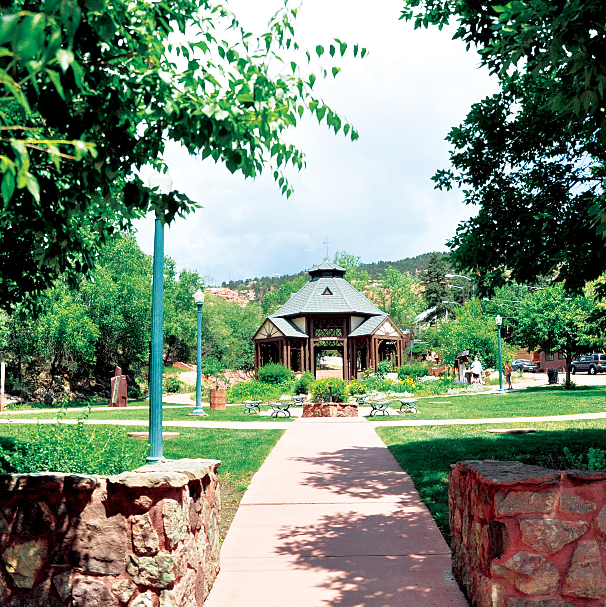 A gazebo in one of the several Manitou Springs, Colo., parks provides visitors respite from the sun. (U.S. Air Force photo by Airman 1st Class Brandon Valle)