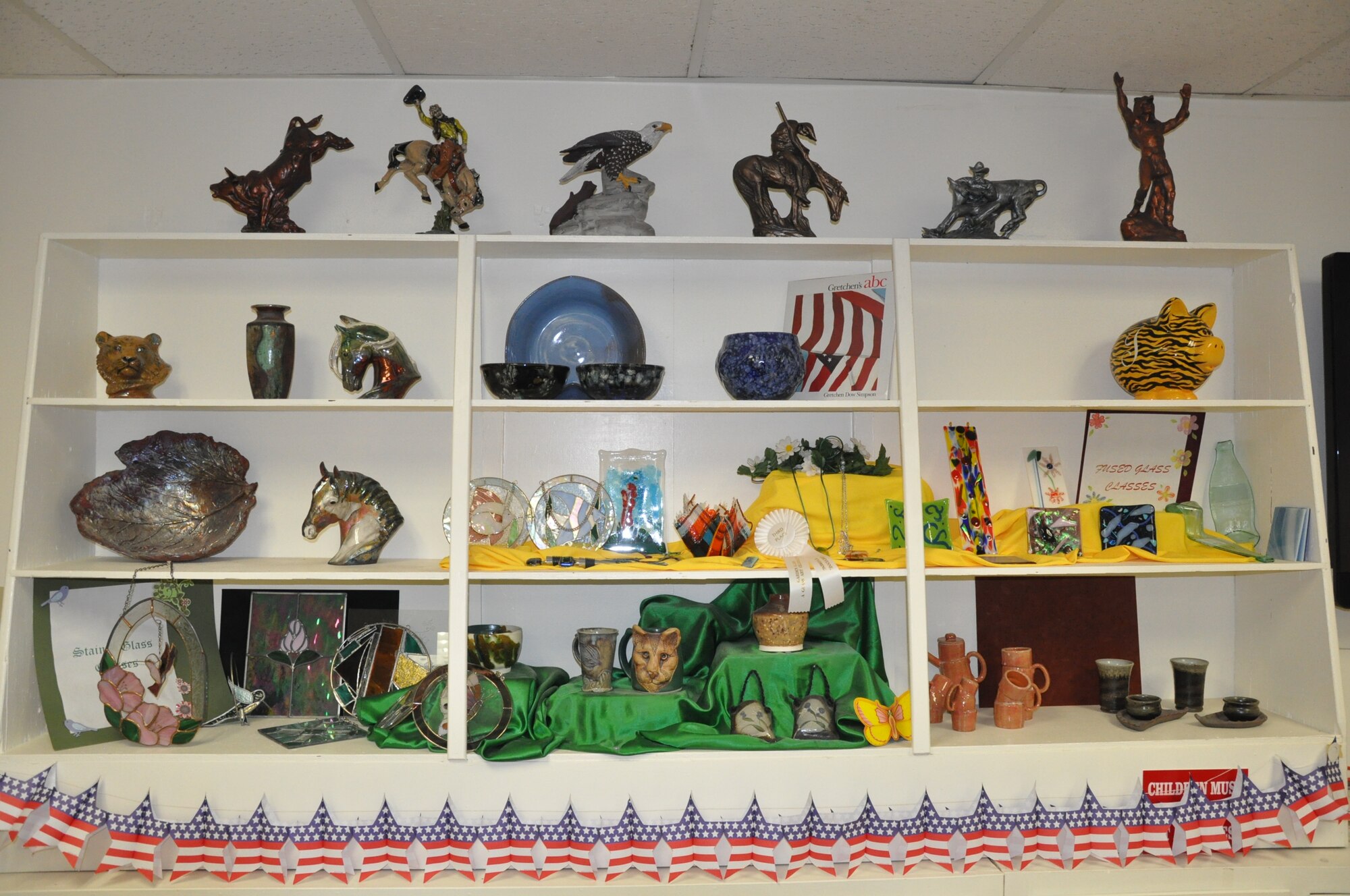 A collection of projects created at the Arts & Crafts Center on base. From stained glass items to custom painted statues, the center has many projects to offer. (U.S. Air Force by Airman 1st Class Brandon Valle)