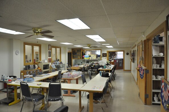 The multi-craft portion of the Arts & Crafts Center offers space to work on various projects, from ceramic figurines to full stain glass dream catchers. (U.S. Air Force by Airman 1st Class Brandon Valle)