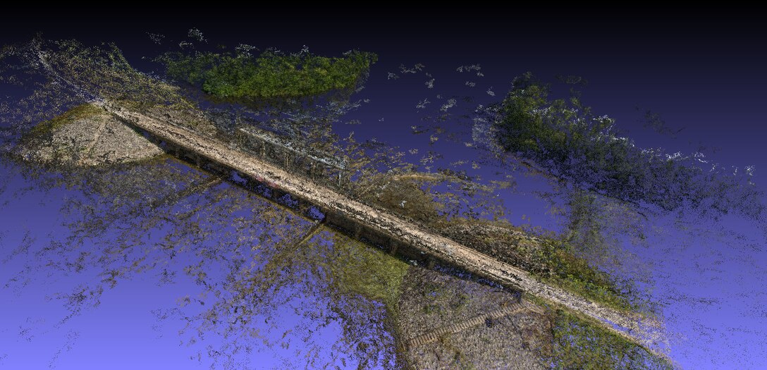 A screenshot of the aerial photogrammetry of the Steele Bayou structure is shown. 