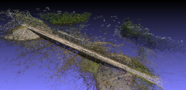A screenshot of the aerial photogrammetry of the Steele Bayou structure is shown. 