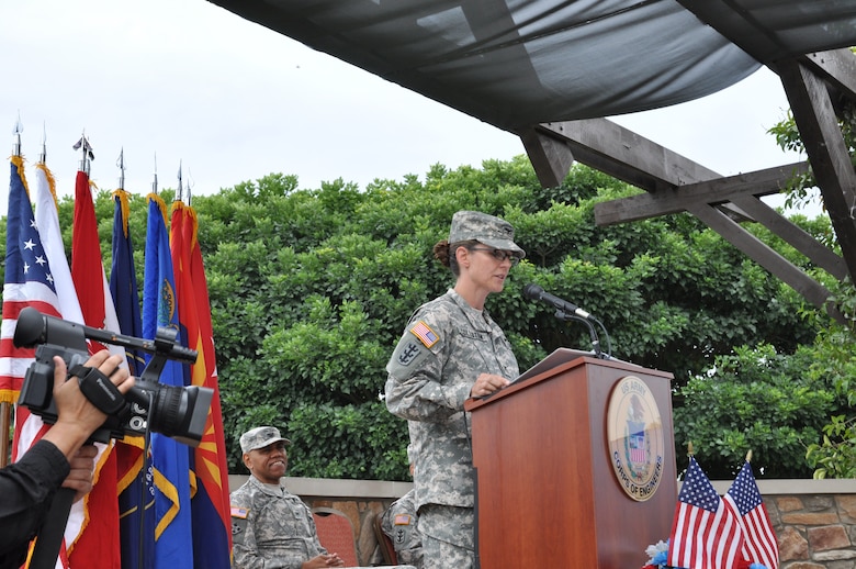 Col. Kimberly Colloton assumed responsibilities as the 60th Commander and District Engineer of the U.S. Army Corps of Engineers Los Angeles District during a formal change of command ceremony held July 11 at the Eagle’s Nest Club House in Cypress, Calif. 
