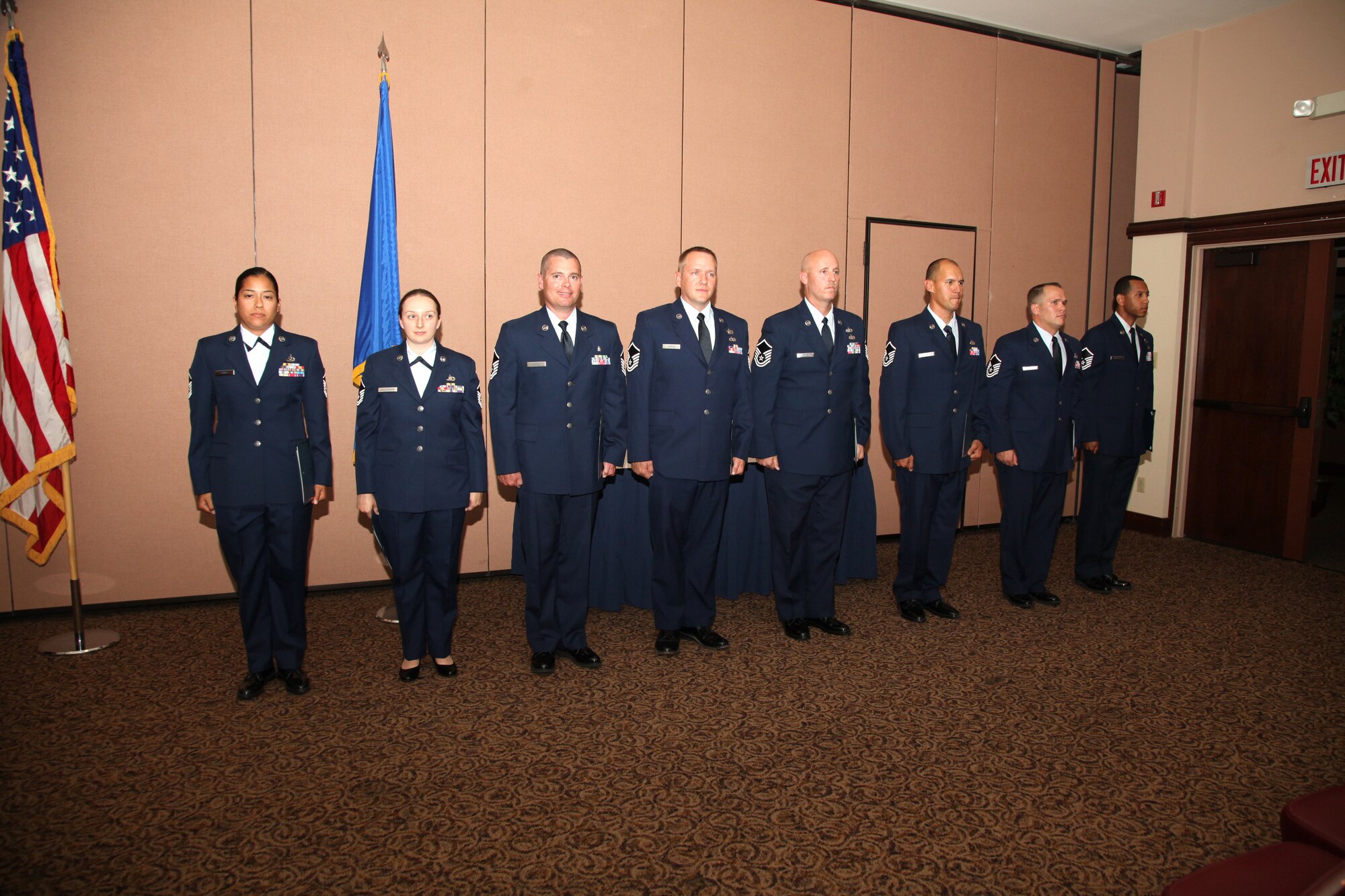 Eight Non-Commissioned Officers assigned to the 940th Wing on Beale Air Force Base, Calif., were inducted into the rank of Master Sergeant July 14 during a ceremony held on base.  (U.S. Air Force photo Tech Sgt Kenneth McCann)