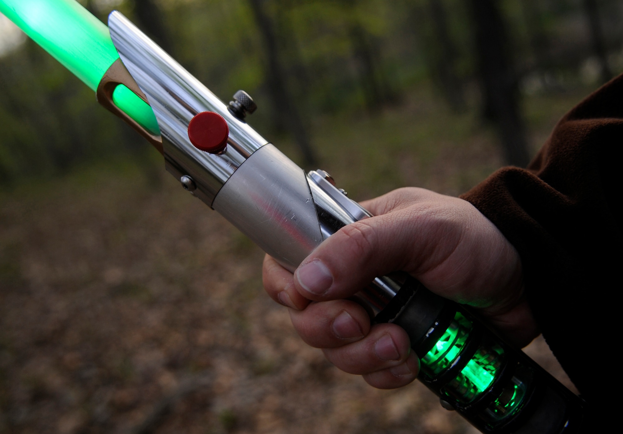 Master Sgt. Kenneth Hampton, 509th Medical Group NCO-in-charge of education and training, crafts custom lightsabers in his spare time, May 7, 2013. Hampton never duplicates a design or replicates an existing lightsaber. (U.S. Air Force photo by Staff Sgt. Alexandra M. Boutte/Released)