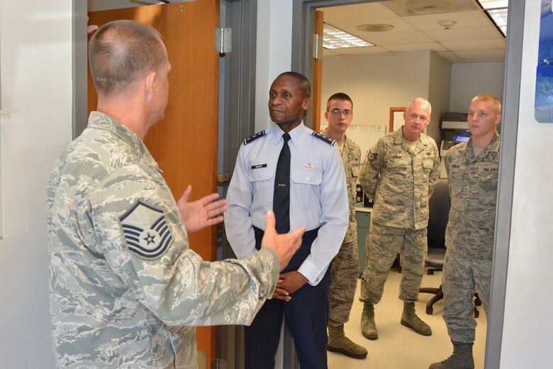 Lt Gen Darren McDew, Commander of the 18th Air Force arrived at The 117th Air Refueling Wing, Birmingham, AL on 9 July 2013. Lt Gen McDew spent several hours meeting and talking to Airmen in several shops across the base. This was Lt Gen McDew's first trip to the 117th Air Refuelling Wing.  (U.S. Air National Guard photo by Master Sgt. Ken Johnson/Released)