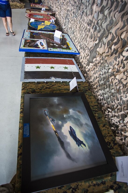 Memorabilia of Marine Attack Squadron 513's past deployments sit on display for the public during the squadron's open house aboard Marine Corps Air Station Yuma, Ariz., July 11. The open house is part of the squadron's deactivation ceremonies following 69 years of service.