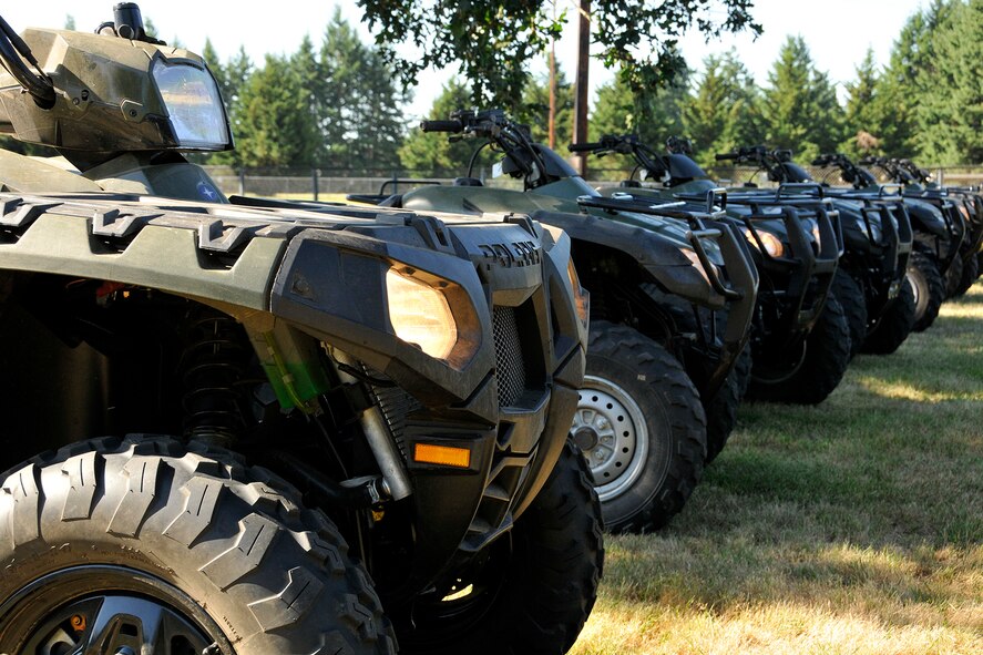 One of the main vehicles a security forces Airman might need when they're deployed in the field is an all-terrain vehicle. For that reason, and because 446th SFS Reservists are deployable, they are required to take the ATV course every two to three years. Some 446th SFS Airmen have utilized those skills here at McChord Field to provide support for other security personnel, and incident response during major events, including air shows and Air Mobility Command Rodeo. (U.S. Air Force photo by Master Sgt. Jake Chappelle)