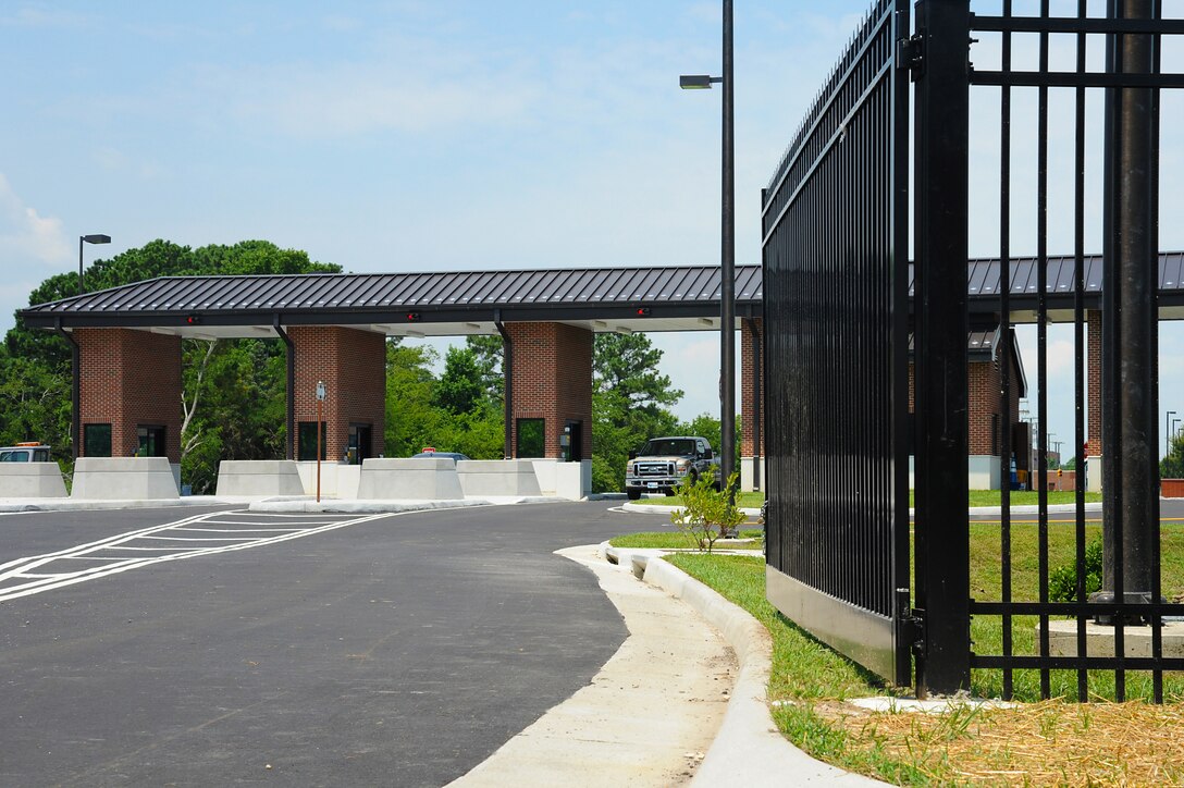 The LaSalle Avenue Gate at Langley Air Force Base, Va., is scheduled to reopen at 11 a.m, July 19, following a ribbon-cutting ceremony at 9:30 a.m. The gate construction features a new visitor control center, expanded guardhouse and new pass and identification office. (U.S. Air Force photo by Airman 1st Class Victoria H. Taylor/ Released)