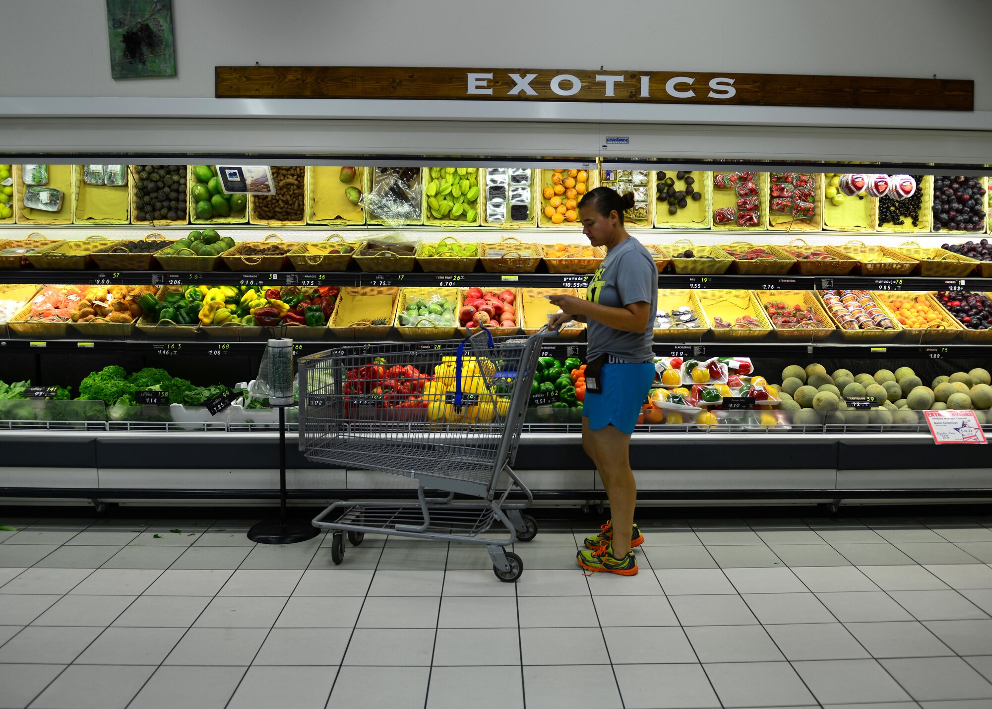 Senior Airman Amber Swearengin, 31st Fighter Wing, shops for groceries at the commissary July 16, 2013, at Aviano Air Base, Italy.  Team Aviano members will see a jump in their COLA over the next month due to feedback from participants in the recent Cost of Living Allowances survey. (U.S. Air Force photo by Staff Sgt. Evelyn Chavez)