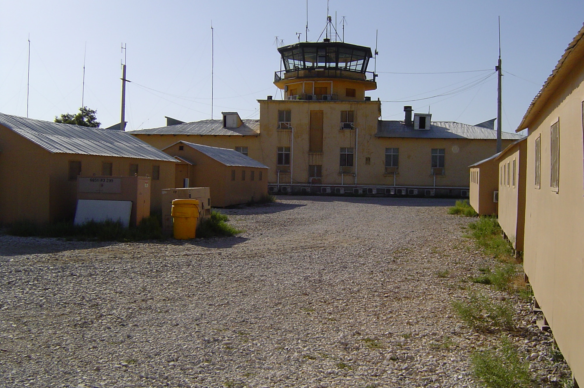 The old Russian control tower as it appeared from the back during August 2002. The tower, which is a familiar landmark to deployed service members and civilians who have worked here, was built on Bagram Airfield in 1976 during the Soviet Union's economic collaboration with Afghanistan. (Courtesy photo)