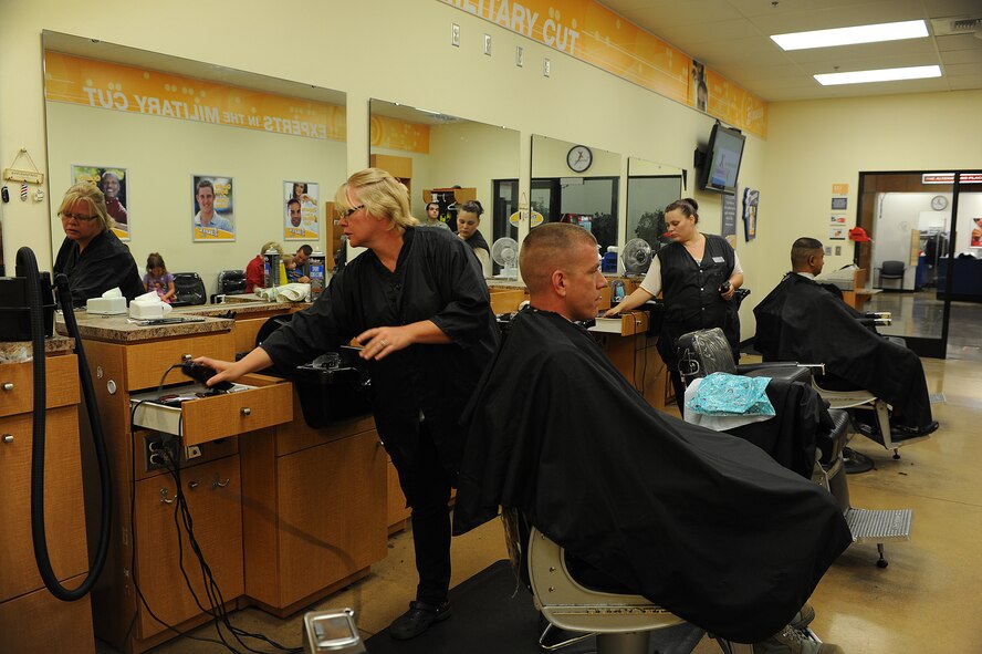 The Minot Air Force Base Barber Shop has been in business for more than thirty years, offering Airmen a cost effective means of keeping themselves well groomed and up to Air Force standards. The shop is open Monday through Friday from 10 a.m. to 6 p.m. Grooming standards are an important part of ensuring that military members promote a positive and professional image of the Air Force to the rest of the military and civilian community. (U.S. Air Force photo/ Airman 1st Class Stephanie Ashley)