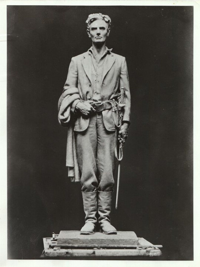 Capt. Abraham Lincoln of the Illinois Volunteer Militia at the time for the Black Hawk War 1831-32. The statue was made by sculptor Leonard Crunelle and was unveiled in Dixon, Ill., Sept. 24, 1930.