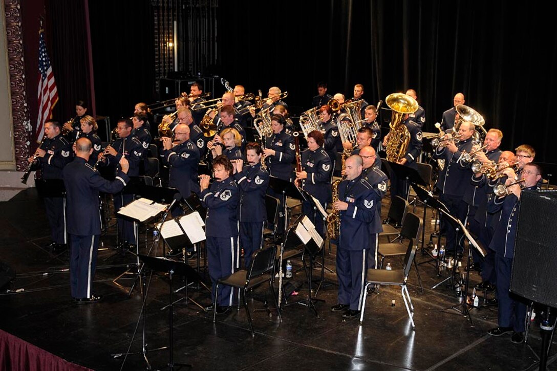 The band stands for the final strain of "Stars and Stripes"

Photo courtesy of TSgt Todd Pendleton, 182nd AW Public Affairs