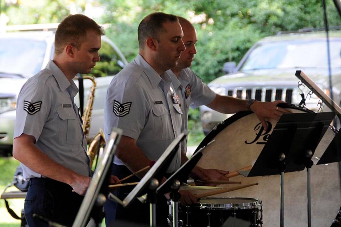 The Filipek brothers all in the percussion section.

Photo courtesy of TSgt Todd Pendleton, 182nd AW Public Affairs