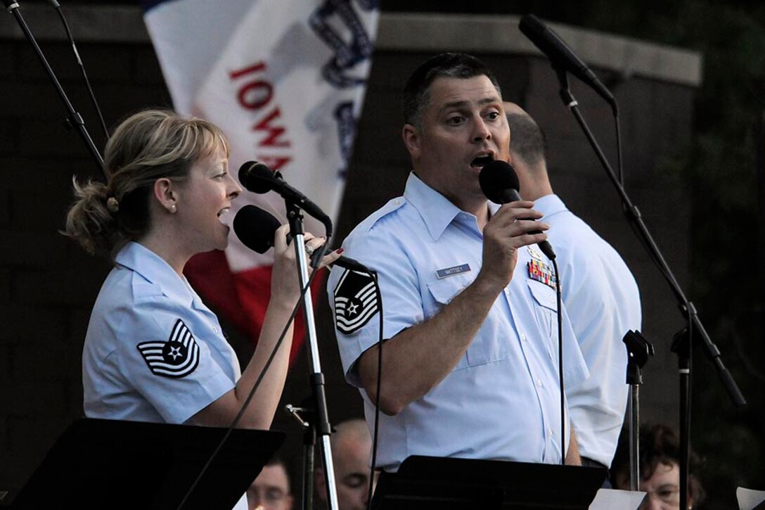 TSgt Amy Layhew and MSgt Doug Mattsey perform "Honor to Serve".

Photo courtesy of TSgt Todd Pendleton, 182nd AW