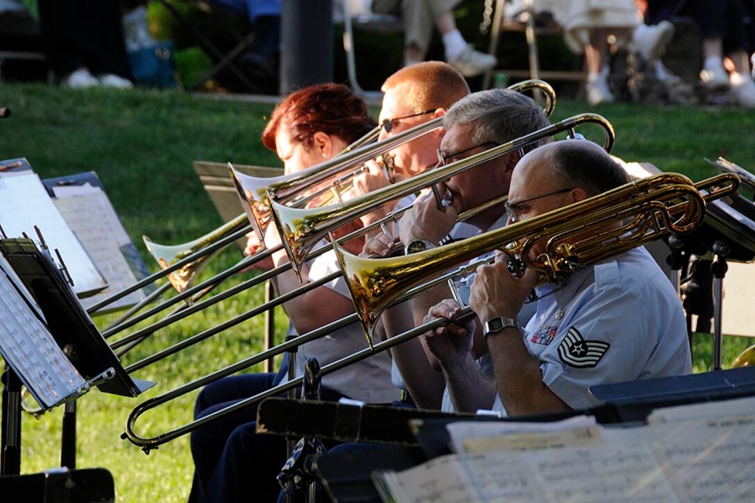 Harmony in Blue trombone section.

Photo courtesy of TSgt Todd Pendleton, 182nd AW Public Affairs