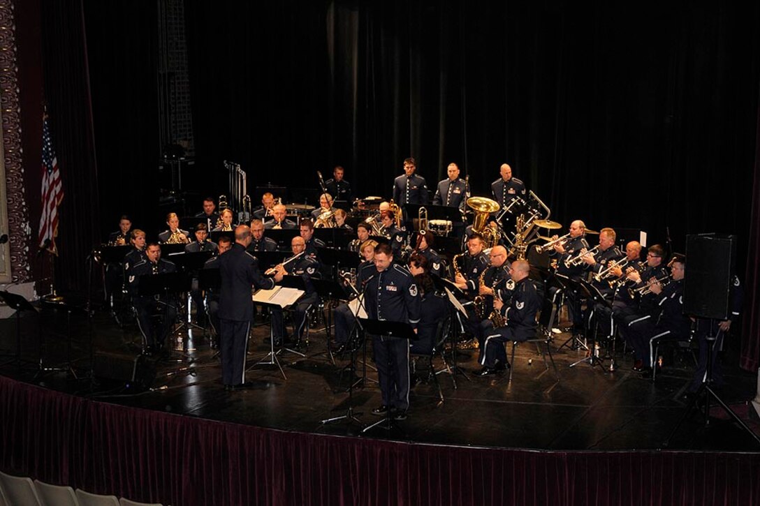 MSgt Jack Kinsella welcomes the audience to the concert.

Photo courtesy of TSgt Todd Pendleton, 182nd AW Public Affairs