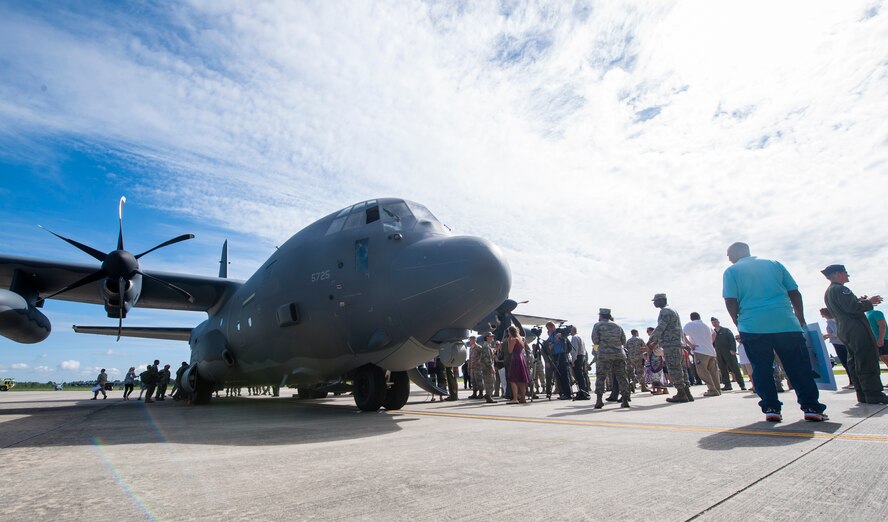 The new HC-130J Combat King II sits on display as Moody personnel and families tour the aircraft July 19, 2013, at Moody Air Force Base, Ga. The HC-130J has many new features and improvements including improved navigation, threat detection, defensive countermeasures, fuel efficiency, ground and air refueling, and airdrop capabilities. (U.S. Air Force photo by Senior Airman Jarrod Grammel/Released)
