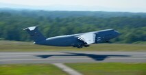 A C-5 Galaxy departs from Westover Air Reserve Base, Chicopee, Mass. July 18th for routine training mission. The C-5 has a greater capacity than other airlifter. It has the ability to carry 36 standard pallets and 81 troops simultaneously. It can also carry outsize cargo over intercontinental ranges and can take off or land in relatively short distances. (U.S. Air Force photo/SrA. Kelly Galloway)